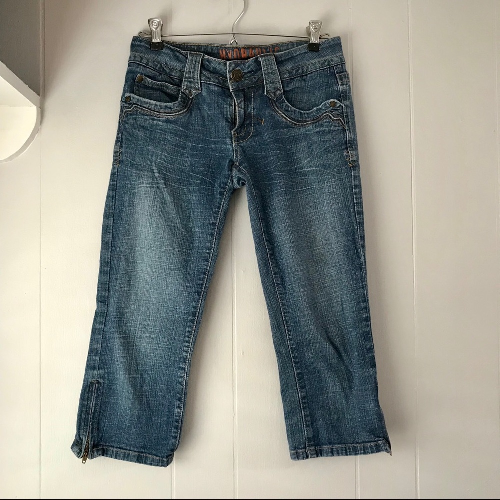Hydraulic denim Capri pants